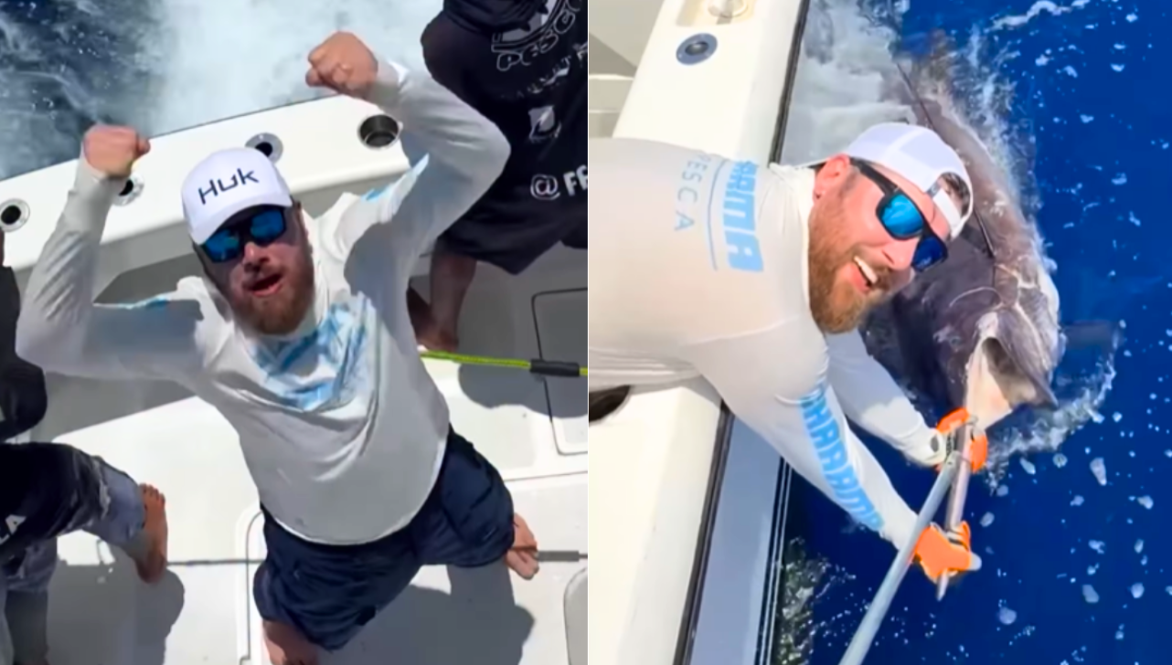 Zé Neto pesca peixe de mais de 3 metros e